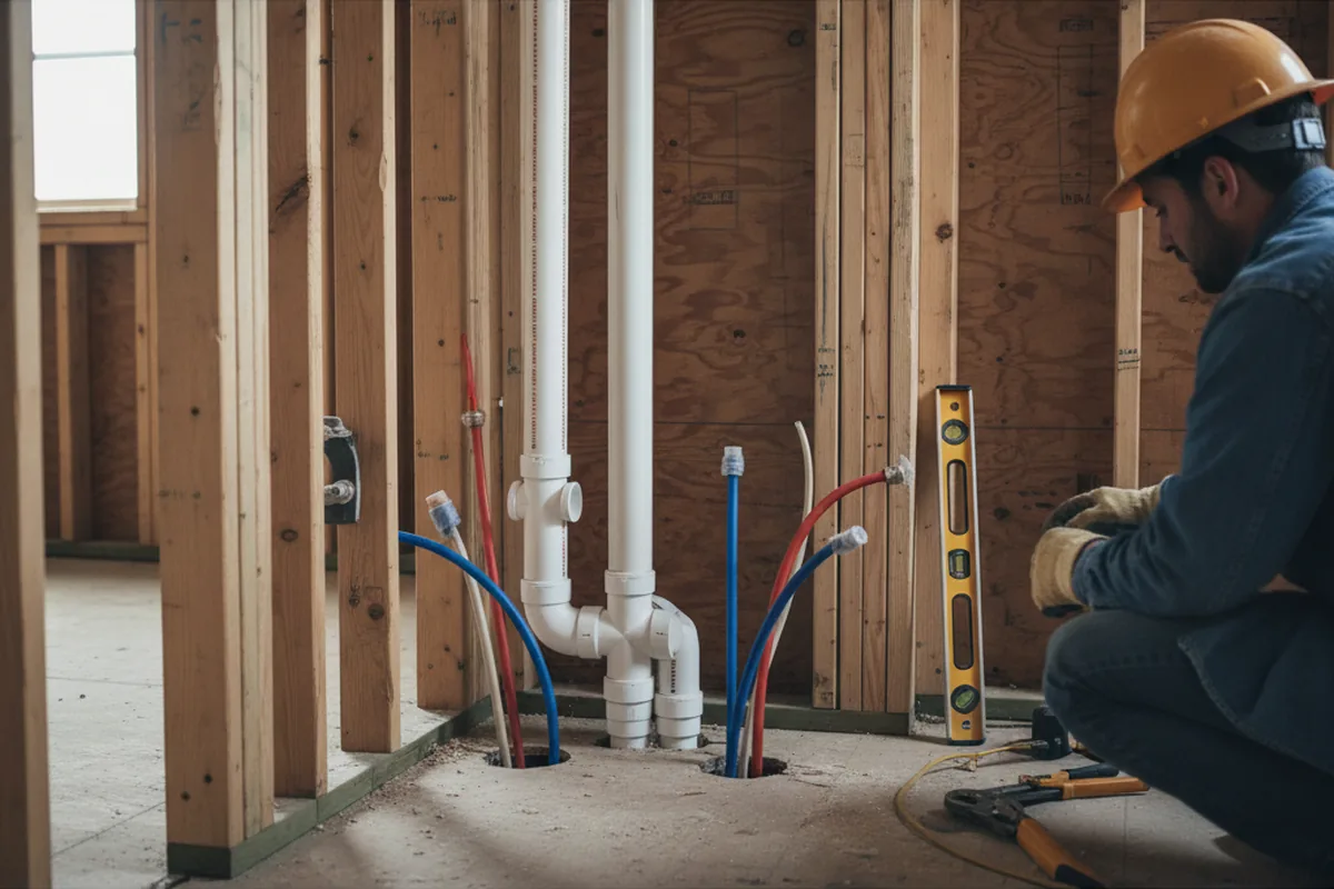 Drain and supply rough-in during Drain Cleaning in Spring Hill